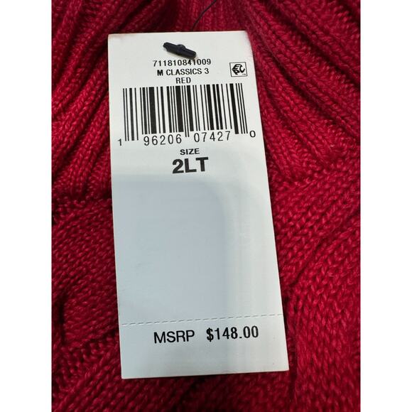 Ralph Lauren sweater men’s 2LT red cable knit quarter zip new with tags - Picture 3 of 7